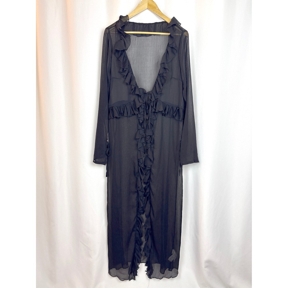 Missguided Sheer Ruffle Whimsigoth Romantic Duster XL